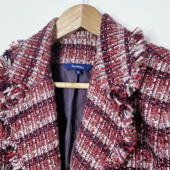 Reitmans| Smoked Red Long Sleeve Tweed Blazer Sz13 - Picture 2 of 8